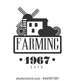 Farming estd 1967 logo. Black and white retro vector Illustration