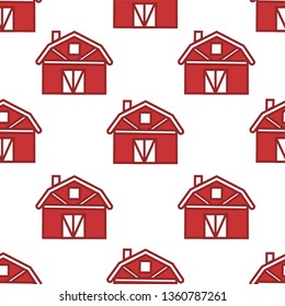 Farming farm barn seamless pattern wooden construction vector livestock dwelling endless texture ranch countryside house or building agriculture rustic construction wallpaper entrance and chimney