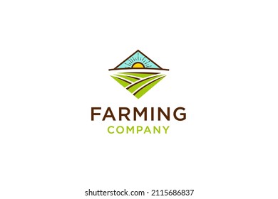 Farming field plant and nature logo design vector illustration.