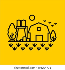 Farming Fields line Icons Vector