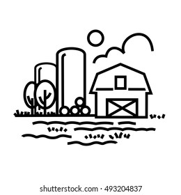 Farming Fields line Icons Vector