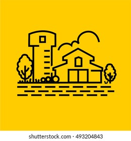 Farming Fields line Icons Vector