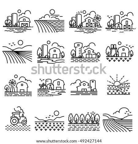 Farming Fields line  Icons Vector