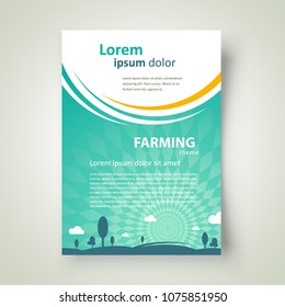 Farming Flyer cover design, template brochure size A4 grass trees clouds