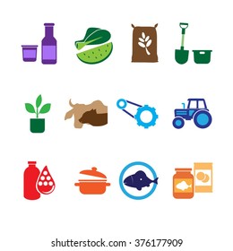 Farming, Food and Agriculture Icons. Colorful Farming and Agriculture Icons Set Created For Mobile, Web And Applications