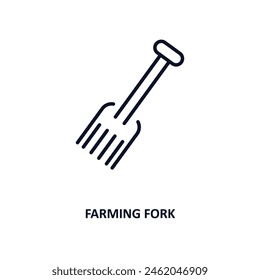 farming fork outline icon. Thin line icon from agriculture farming and gardening collection. Editable vector isolated on white background
