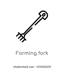 farming fork vector line icon. Simple element illustration. farming fork outline icon from agriculture farming concept. Can be used for web and mobile