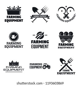 Farming garden equipment logo set. Simple set of farming garden equipment vector logo for web design on white background