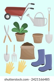 Bewirtungs- oder Gartengeräte, Werkzeuge für die Gartenarbeit, Gartenbauelemente 