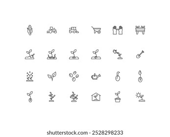 Farming Gardening icon set, design, vector illustration