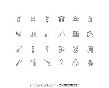 Farming Gardening icon set, design, vector illustration