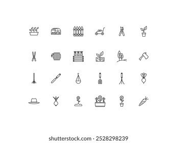 Farming Gardening icon set, design, vector illustration