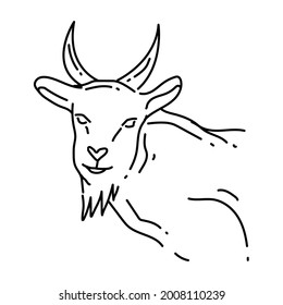 Farming goat icon. hand drawn icon set, outline black, doodle icon, vector icon design.