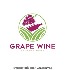 Plantilla del logotipo del vino de uva de cultivo