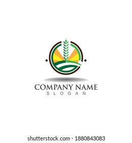Farming green nature logo design template, Agriculture icon 