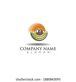 Farming green nature logo design template, Agriculture icon 