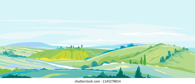 Farming Hills Panorama Landscape Background