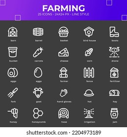 Farming icon pack with black color
