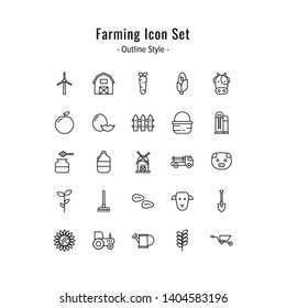 farming icon set. farming icons vector. outline icon style design