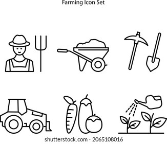 Landwirtschaftssymbol einzeln auf weißem Hintergrund. Agrarsymbol in dünner Linie umreißen lineare Bewirtschaftungszeichen für Logo, Web, App, UI. Agrarsymbol