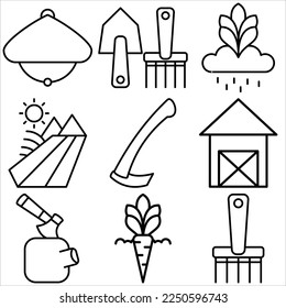 Farming icon set outline style part one