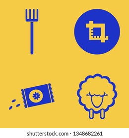 farming icon set with pitchfork, sowing seeds and crop vector illustration