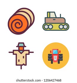 farming icon set. vector set about scarecrow, hay and tractor icons set.