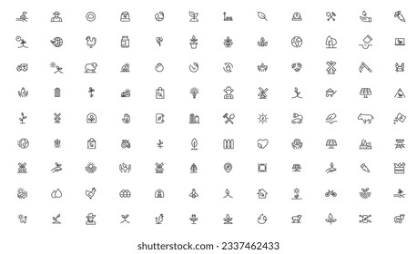 Farming Icon set vector line art