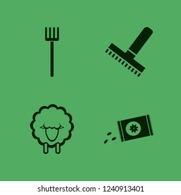 farming icon. farming vector icons set sheep, pitchfork, sowing seeds and rake