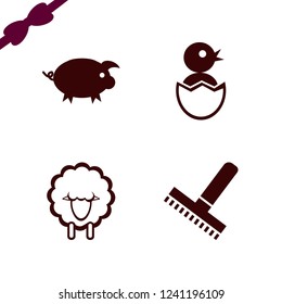 farming icon. farming vector icons set rake, sheep, pig and chick egg