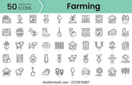 farming Icons bundle. Linear dot style Icons. Vector illustration