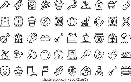 Farming icons collection is a vector illustration with editable stroke.