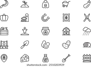 Farming icons collection is a vector illustration with editable stroke.