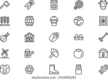 Farming icons collection is a vector illustration with editable stroke.