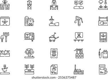 Farming icons collection is a vector illustration with editable stroke.