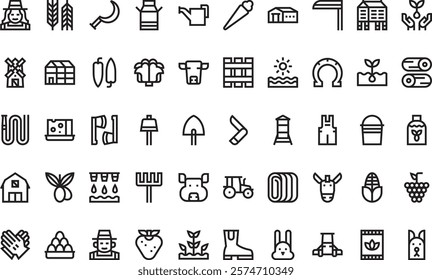 Farming icons High-Quality Vector Icons Collection with Editable Stroke. Ideal for Professional and Creative Projects