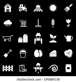 Farming icons on black background, stock vector