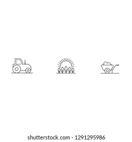 Farming Icons Set Black and White Thin Line Art Simple and Clear