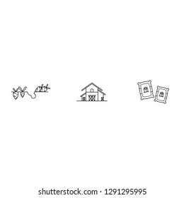 Farming Icons Set Black and White Thin Line Art Simple and Clear