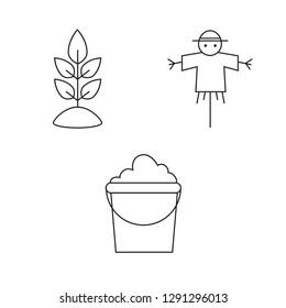 Farming Icons Set Black and White Thin Line Art Simple and Clear