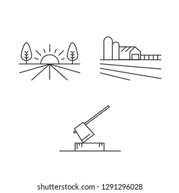 Farming Icons Set Black and White Thin Line Art Simple and Clear