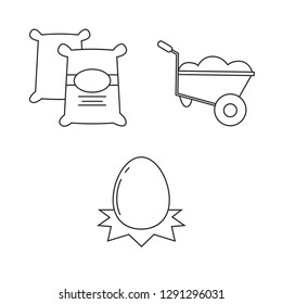 Farming Icons Set Black and White Thin Line Art Simple and Clear