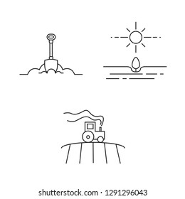 Farming Icons Set Black and White Thin Line Art Simple and Clear