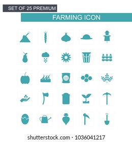 Farming icons set blue