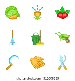 Farming icons set. Cartoon illustration of 9 farming vector icons for web
