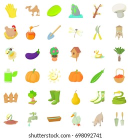 Farming icons set. Cartoon style of 36 farming vector icons for web isolated on white background