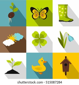Farming icons set. Flat illustration of 9 farming vector icons for web