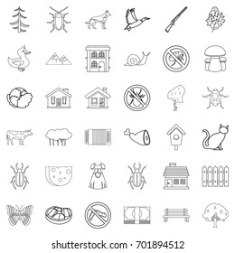 Farming icons set. Outline style of 36 farming vector icons for web isolated on white background