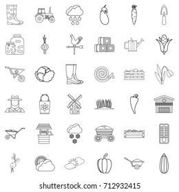 Farming icons set. Outline style of 36 farming vector icons for web isolated on white background
