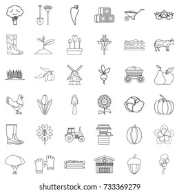 Farming icons set. Outline style of 36 farming vector icons for web isolated on white background